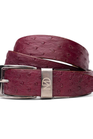 Marco Di Milano Domenico Men's Wine Genuine Ostrich Skin Belts (MDMB1047)