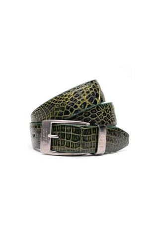 Marco Di Milano Emilio Men's Antique Green Genuine Alligator Skin Belts (MDMB1048)