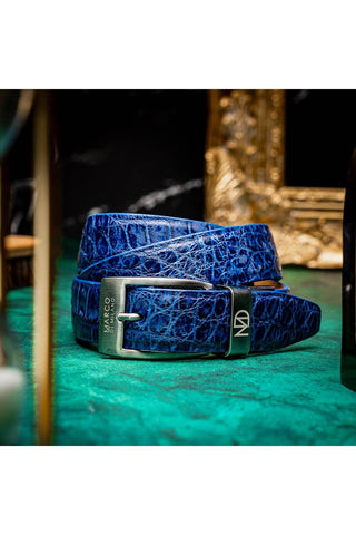 Marco Di Milano Emilio Men's Antique Navy Genuine Alligator Skin Belts (MDMB1048)
