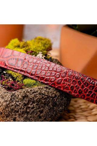 Marco Di Milano Emilio Men's Antique Red Genuine Alligator Skin Belts (MDMB1048)