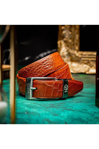 Marco Di Milano Emilio Men's Cognac Genuine Alligator Skin Belts (MDMB1048)