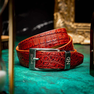 Marco Di Milano Emilio Men's Rustic Cognac Genuine Alligator Belts (MDMB1048)
