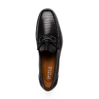 Marco Di Milano Enzo Men's Shoes Black Genuine Lizard Horsebit Loafers (MDM1156)-AmbrogioShoes