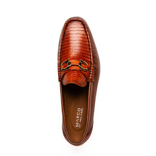 Marco Di Milano Enzo Men's Shoes Cognac Genuine Lizard / Calf-Skin Leather Moccasin Horsebit Loafers (MDM1137)-AmbrogioShoes