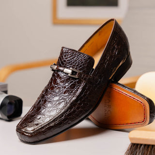 Marco Di Milano Fabro Men's Shoes Brown Exotic Crocodile Horsebit Loafers (MDM1025)-AmbrogioShoes