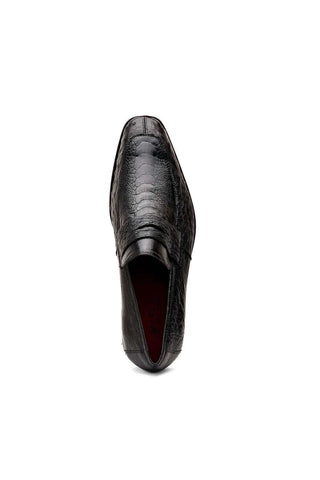 Marco Di Milano Fangio Black Genuine Ostrich Leg / Ostrich Quill Penny Loafers (MDM1112)