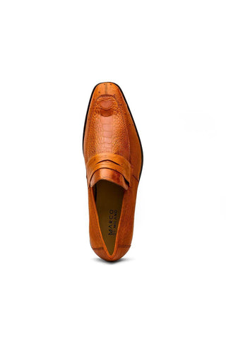 Marco Di Milano Fangio Cognac Genuine Ostrich Leg / Ostrich Quill Penny Loafers (MDM1112)