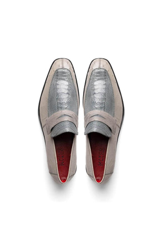 Marco Di Milano Fangio Gray Genuine Ostrich Leg / Ostrich Quill Penny Loafers (MDM1112)
