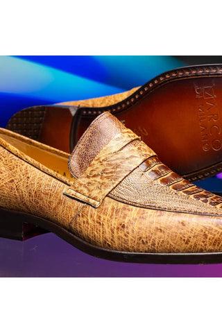 Marco Di Milano Fangio Orix Genuine Ostrich Leg / Ostrich Quill Penny Loafers (MDM1112)