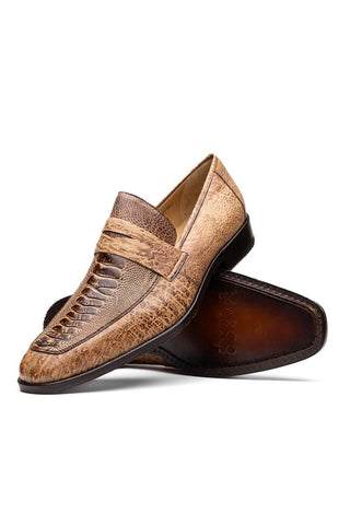 Marco Di Milano Fangio Orix Genuine Ostrich Leg / Ostrich Quill Penny Loafers (MDM1112)