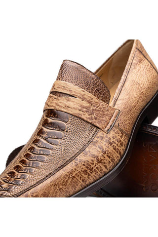 Marco Di Milano Fangio Orix Genuine Ostrich Leg / Ostrich Quill Penny Loafers (MDM1112)