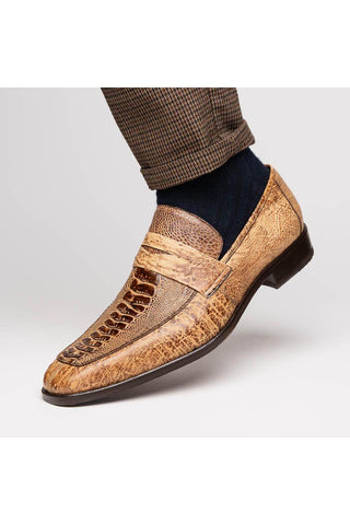 Marco Di Milano Fangio Orix Genuine Ostrich Leg / Ostrich Quill Penny Loafers (MDM1112)