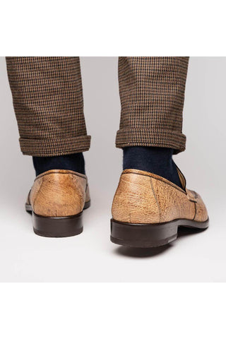 Marco Di Milano Fangio Orix Genuine Ostrich Leg / Ostrich Quill Penny Loafers (MDM1112)