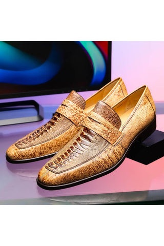 Marco Di Milano Fangio Orix Genuine Ostrich Leg / Ostrich Quill Penny Loafers (MDM1112)
