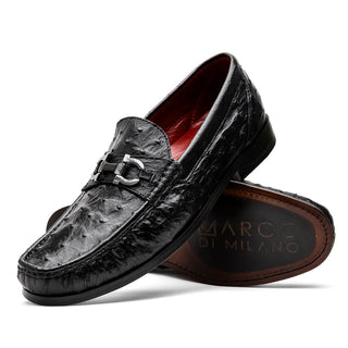 Marco Di Milano Ferrioni Men's Shoes Exotic Ostrich Horsebit Moccasin loafers (MDM1171)-AmbrogioShoes