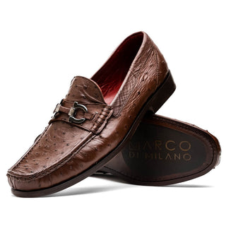 Marco Di Milano Ferrioni Men's Shoes Exotic Ostrich Horsebit Moccasin loafers (MDM1171)-AmbrogioShoes