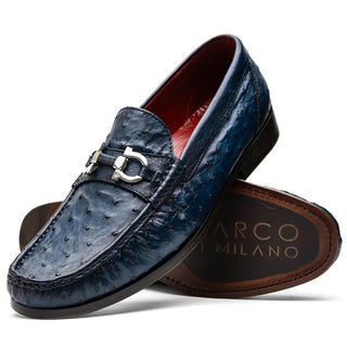 Marco Di Milano Ferrioni Men's Shoes Exotic Ostrich Horsebit Moccasin loafers (MDM1171)-AmbrogioShoes