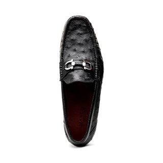 Marco Di Milano Ferrioni Men's Shoes Black Exotic Ostrich Horsebit Moccasin loafers (MDM1171)-AmbrogioShoes