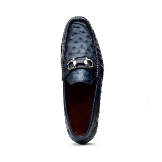 Marco Di Milano Ferrioni Men's Shoes Navy Exotic Ostrich Horsebit Moccasin loafers (MDM1174)-AmbrogioShoes