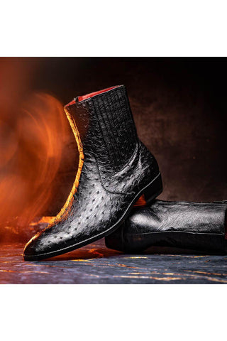 Marco Di Milano Giorgio Black Genuine Ostrich Quill Boots (MDM1151)