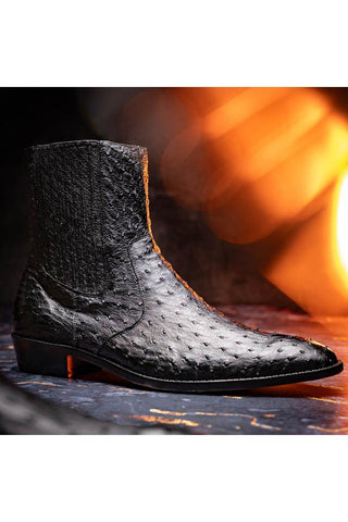 Marco Di Milano Giorgio Black Genuine Ostrich Quill Boots (MDM1151)