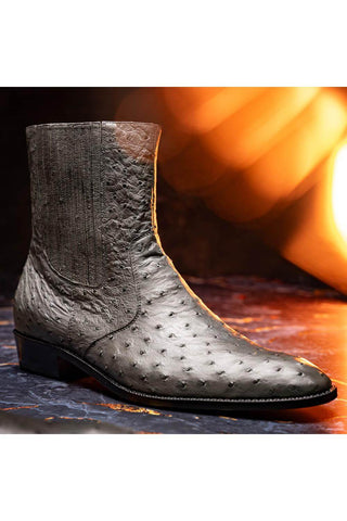 Marco Di Milano Giorgio Gray Genuine Ostrich Quill Boots (MDM1151)