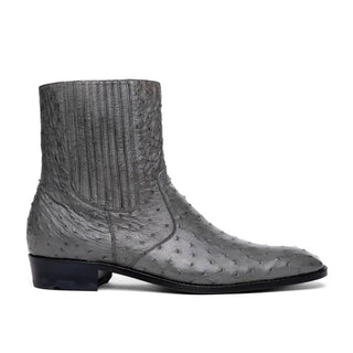 Marco Di Milano Giorgio Men's Shoes Gray Genuine Ostrich Quill Dress Boots (MDM1151)-AmbrogioShoes