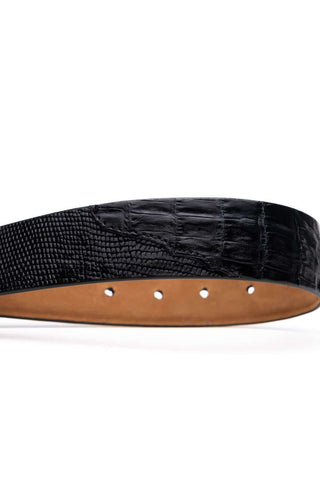 Marco Di Milano Giovanni Men's Black Genuine Lizard & Crocodile Skin Belts (MDMB1049)