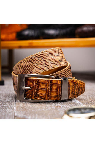 Marco Di Milano Giovanni Men's Pantano Orix Genuine Lizard & Crocodile Skin Belts (MDMB1049)
