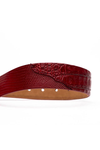 Marco Di Milano Giovanni Men's Red Genuine Lizard & Crocodile Skin Belts (MDMB1049)