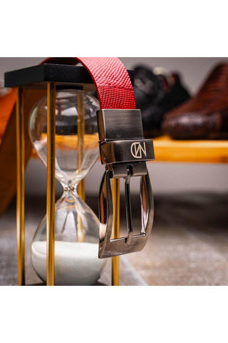 Marco Di Milano Giovanni Men's Red Genuine Lizard & Crocodile Skin Belts (MDMB1049)