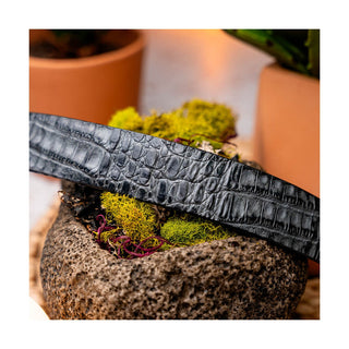 Marco Di Milano Gray Genuine Exotic Crocodile Men's Belts (MDMB1023)-AmbrogioShoes