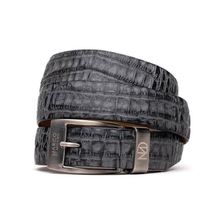 Marco Di Milano Gray Genuine Exotic Crocodile Men's Belts (MDMB1023)-AmbrogioShoes