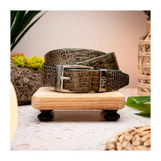 Marco Di Milano Green Genuine Exotic Crocodile Men's Belts (MDMB1022)-AmbrogioShoes