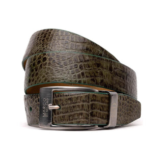 Marco Di Milano Green Genuine Exotic Crocodile Men's Belts (MDMB1022)-AmbrogioShoes
