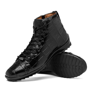 Marco Di Milano Hermond Black Alligator High-Top Sneakers (MDM1194)