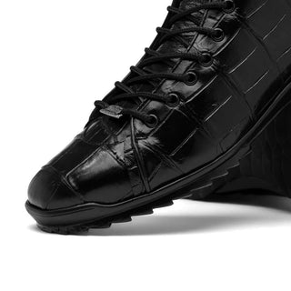 Marco Di Milano Hermond Black Alligator High-Top Sneakers (MDM1194)