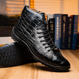 Marco Di Milano Hermond Black Alligator High-Top Sneakers (MDM1194)