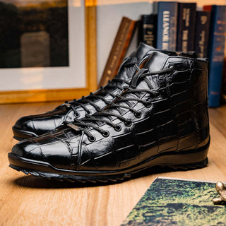 Marco Di Milano Hermond Black Alligator High-Top Sneakers (MDM1194)