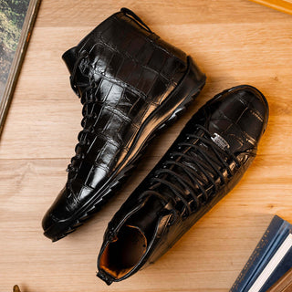 Marco Di Milano Hermond Black Alligator High-Top Sneakers (MDM1194)