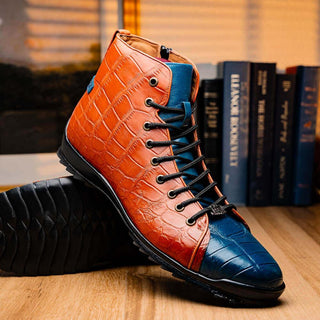 Marco Di Milano Hermond Jeans & Honey Alligator High-Top Sneakers (MDM1194)
