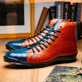Marco Di Milano Hermond Jeans & Honey Alligator High-Top Sneakers (MDM1194)