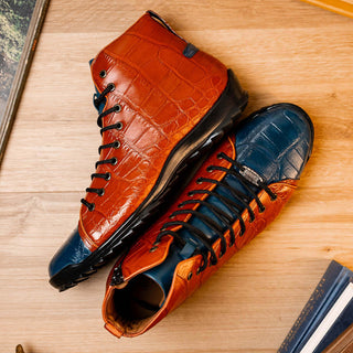 Marco Di Milano Hermond Jeans & Honey Alligator High-Top Sneakers (MDM1194)