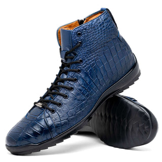 Marco Di Milano Hermond Navy Alligator High-Top Sneakers (MDM1194)