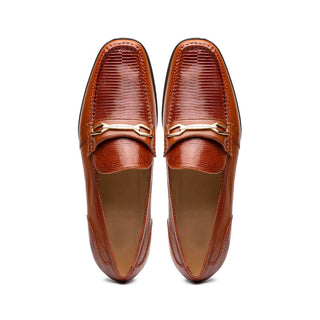 Marco Di Milano Hugo Men's Shoes Cognac Exotic Lizard / Calf-Skin Leather Horsebit Loafers (MDM1084)-AmbrogioShoes