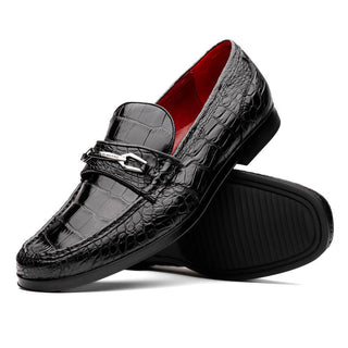 Marco Di Milano Hugo Men's Shoes Exotic Alligator Stylish Horsebit Loafers (MDM1041)-AmbrogioShoes