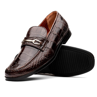 Marco Di Milano Hugo Men's Shoes Exotic Alligator Stylish Horsebit Loafers (MDM1041)-AmbrogioShoes