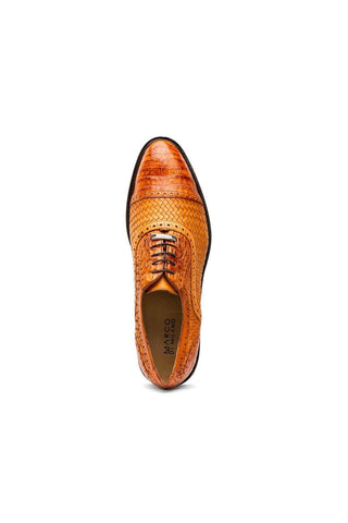Marco Di Milano John Brandy Exotic Caiman Crocodile / Woven Leather Oxfords (MDM1178)