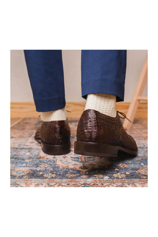 Marco Di Milano John Brown Caiman Crocodile / Woven Leather Oxfords (MDM1178)