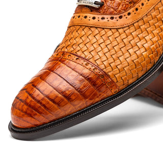 Marco Di Milano John Men's Shoes Exotic Caiman Crocodile / Woven Leather Dress Oxfords (MDM1178)-AmbrogioShoes